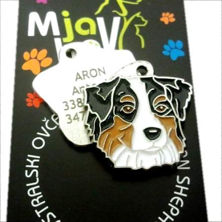 Medaglietta per cani personalizzata pastore australiano tricolore.